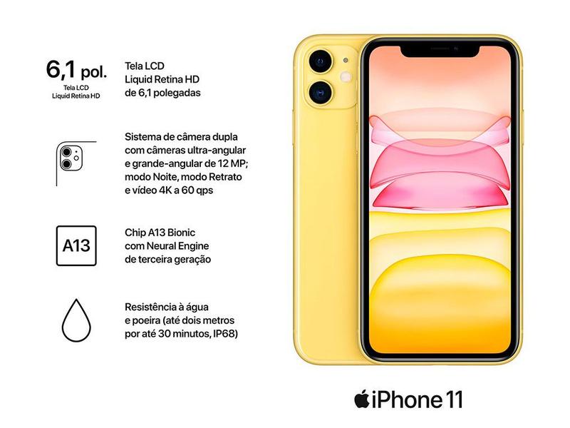 iPhone 11 Apple 256GB Amarelo 6,1” 12MP iOS - iPhone - Magazine Luiza